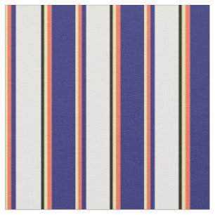 Tissu Tan, Rouge, Bleu de minuit, Blanc & Noir Motif