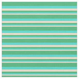 Tissu Tan, turquoise et rayures couleur vert mer
