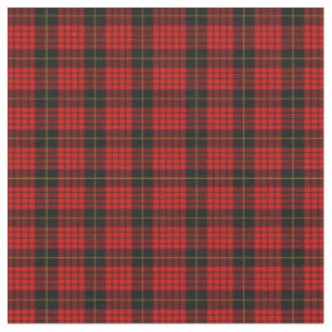 Tissu Tartan Clan MacQueen Plaid Motif rouge noir chèque