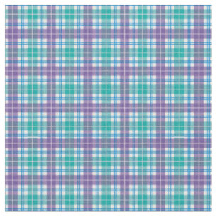 Tissu Tartan Plaid Arc-en-ciel bleu violet Turquoise Coo