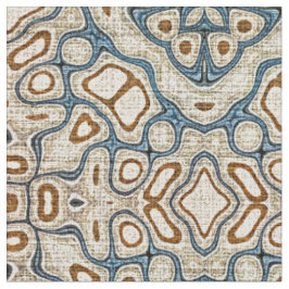Tissu Taupe Brown Turquoise bleu Bali Batik Style Motif