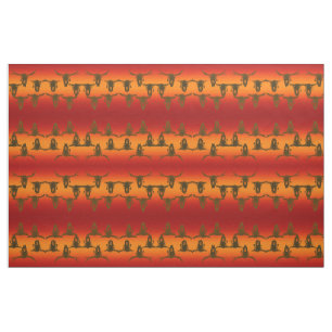 Tissu Taureaux de taureau Orange Russe Jaune Brown Ouest