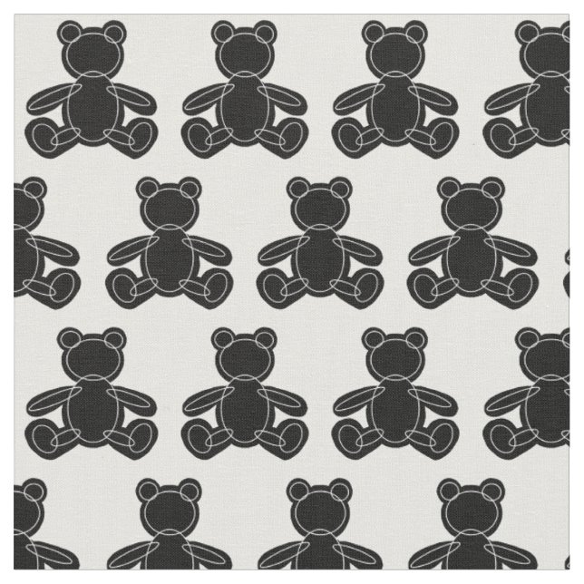 Tissu Teddy Noir Teddy Bear Outline Fabric (Fermer)