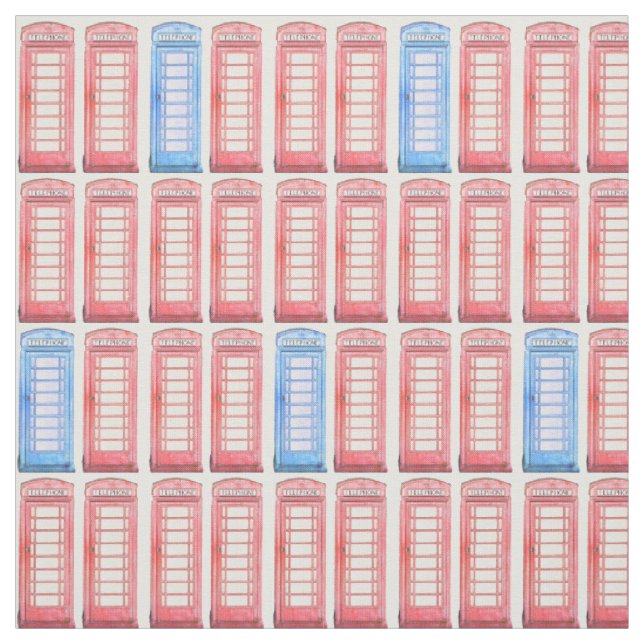 Tissu Téléphones britanniques rouges (Échantillon)