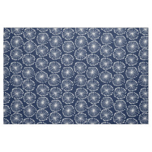 Tissu Têtes de graines - Blanc sur bleu foncé Indigo 001