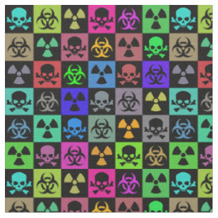 Tissu Têtes de mort toxiques Art goth punk 