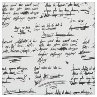 Tissu texte manuscrit lettre script gribouillages gribou