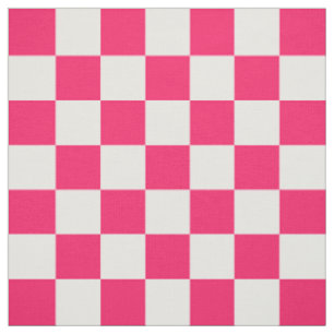 Tissu Textile Motif Pink White Checker