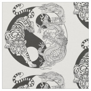 Tissu Tigre contre dragon chinois au Yin yang