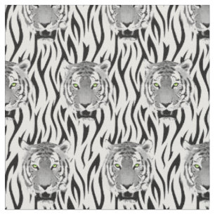 Tissu Tigre noir et blanc avec bandes