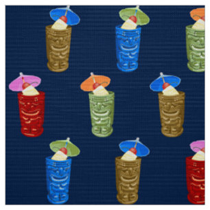 Tissu Tiki Mugs Retro Hawaiian Tropical Boissons