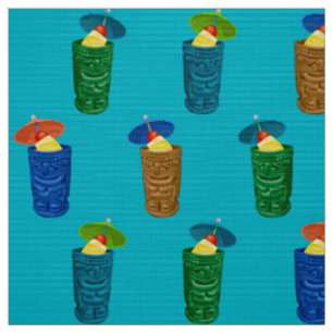 Tissu Tiki Mugs Retro Hawaiian Tropical Boissons