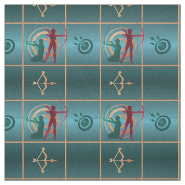 Tissu Tir à l'arc et flèche - Motif vert (Échantillon)