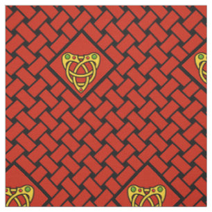Tissu tissage or/rouge/noir, diamant, noeud céleste