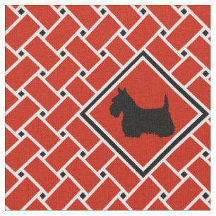 Tissu Tissage rouge, diamant, Scottish Terrier, motif