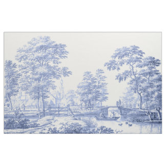 Tissu Toile Bleue Vintage Bateau Pastorale Français Clas