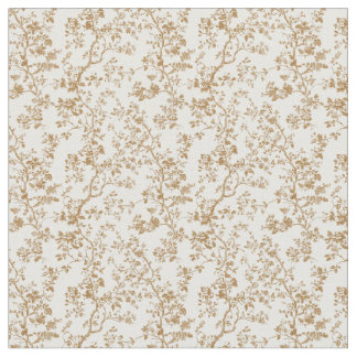 Tissu Toile Brown dorée avec fleurs et Feuilles