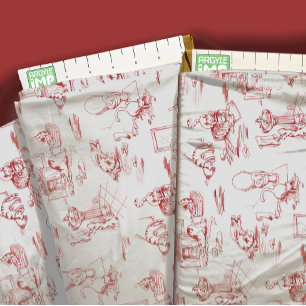 Tissu Toile de salle de bain Red Kitty Cat