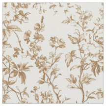 Tissu Toile de Vigne Florale Beige Antique