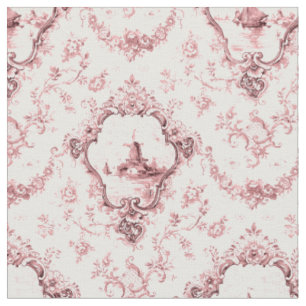 Tissu Toile florale gravée avec moulin à vent et batea