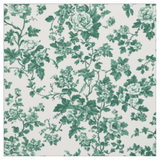 Tissu Toile Florale Verte Classique