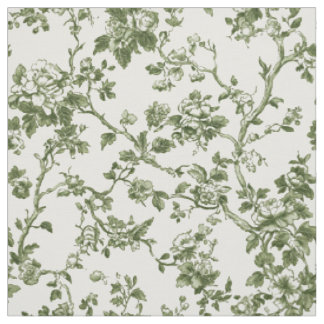 Tissu Toile Florale Verte Délicate