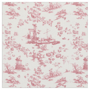 Tissu Toile vintage Florale de Jouy-Pink