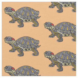 Tissu tortue caricaturale à oreilles rouges