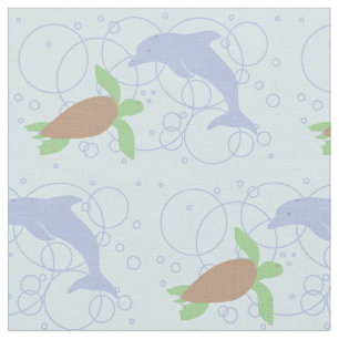 Tissu Tortue de mer et dauphin