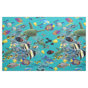 Tissu Tortue de mer tropicale hawaïenne de poissons de