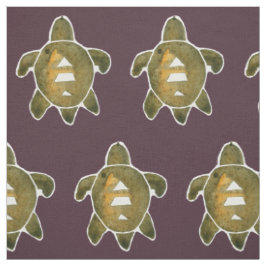 Tissu Tortue Tribal Petroglyph Style Art Bourgogne Rouge
