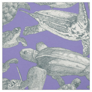 Tissu tortues de mer apatite lavender