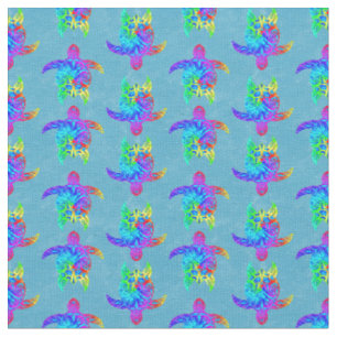 Tissu Tortues tribales de l'île Ocean Blue Tie Dye