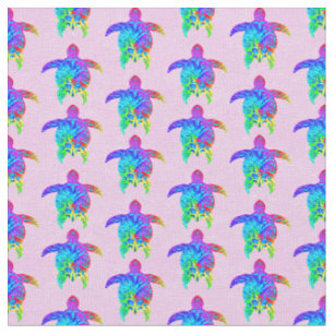 Tissu Tortues tribales de Pink Tie Dye Island