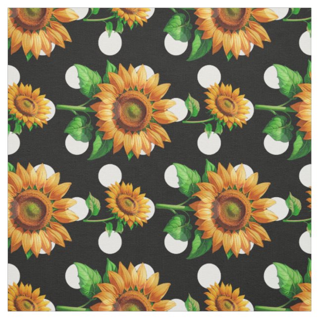 Tissu Tournesol Floral Polka-dots Textile (Échantillon)
