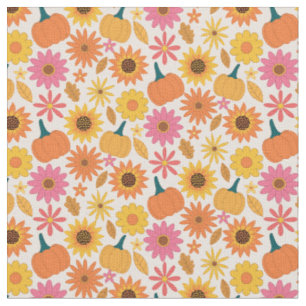 Tissu Tournesols et citrouilles motif automnal