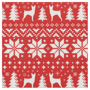 Tissu Toy Fox Terrier Silhouettes Noël Noël Noël Noël No