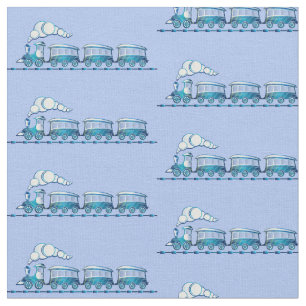 Tissu Train à vapeur bleu clair