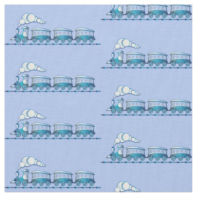 Tissu Train à vapeur bleu clair  (Fermer)
