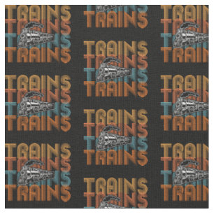 Tissu Trains Trains Trains Moteur de train à vapeur Loco