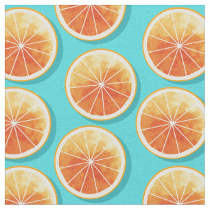 Tissu Tranches orange sur bleu