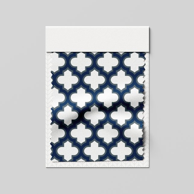 Tissu Trellis bleu blanc et marine, treillis, Quatrefoil (Créateur téléchargé)