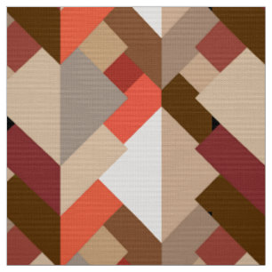 Tissu Triangles Abstraits modernes, Brown, Taupe et Oran