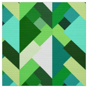Tissu Triangles Abstraits modernes, Emerald Green et Aqu