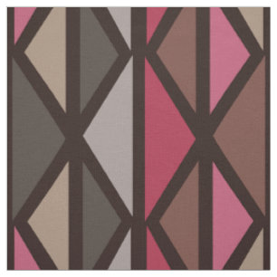 Tissu Triangles d'art géométrique rétro Noir Rouge Brown