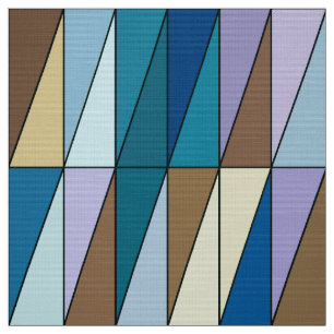 Tissu Triangles géométriques modernes, bleu et café Brow