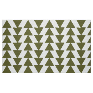 Tissu Triangles Inky - Olive profond sur blanc