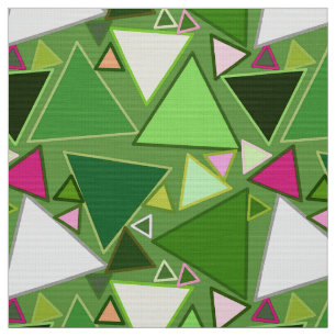Tissu Triangles modernes de la moitié du siècle, vert