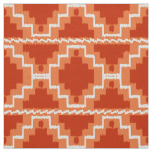 Tissu Tribal aztèque d'Ikat - rouille, orange et blanc