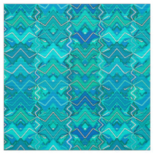 Tissu Tribal Batik Imprimer, Turquoise, Aqua et Seafoam